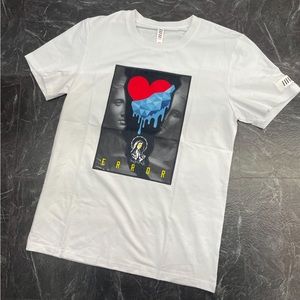 COLD HEART BROKEN ‘ERROR’ WHITE TEE 3D EMBROIDERY & SOFT PRINT BRAND NEW !